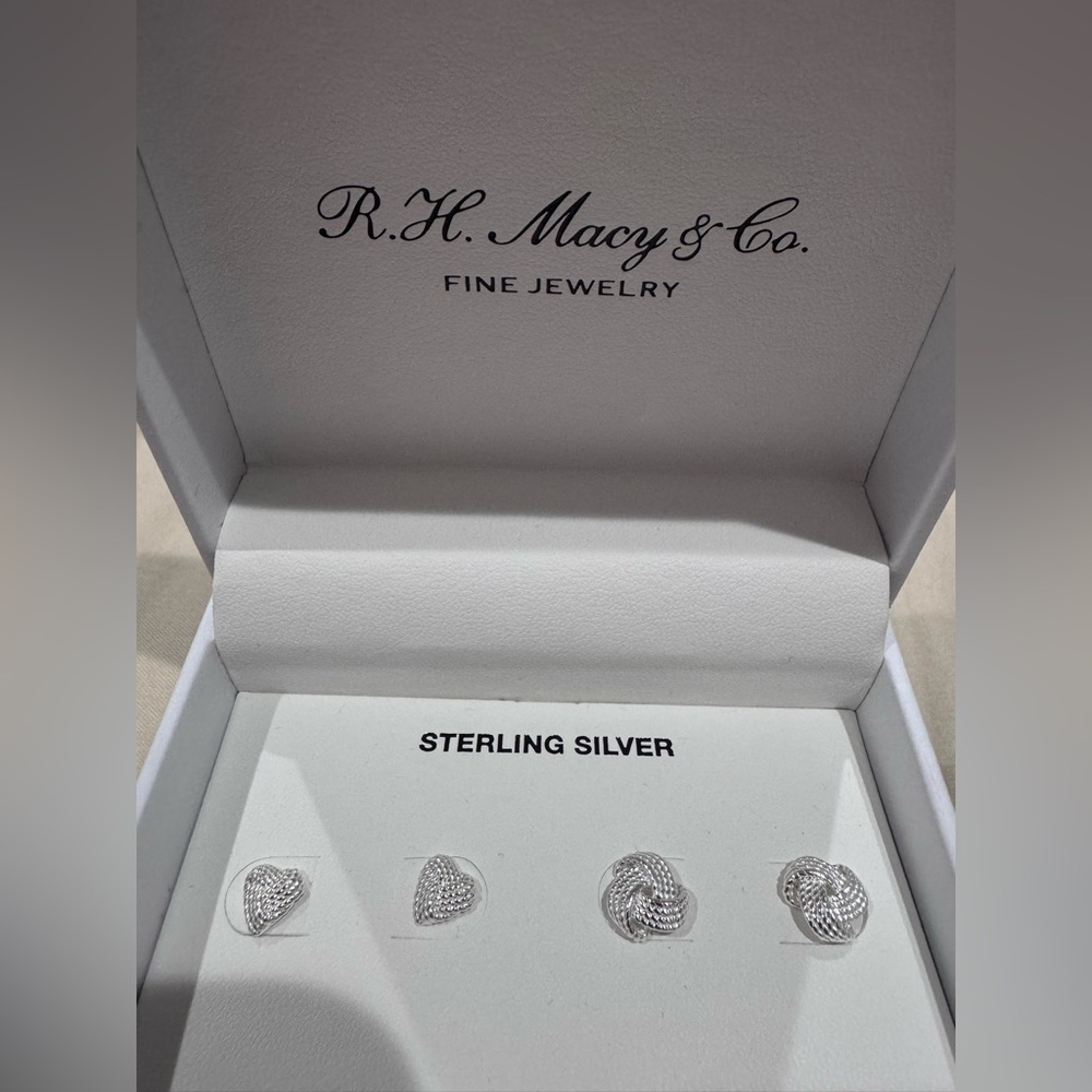 R.H. Macy & Co. Sterling Silver Heart Earrings Set